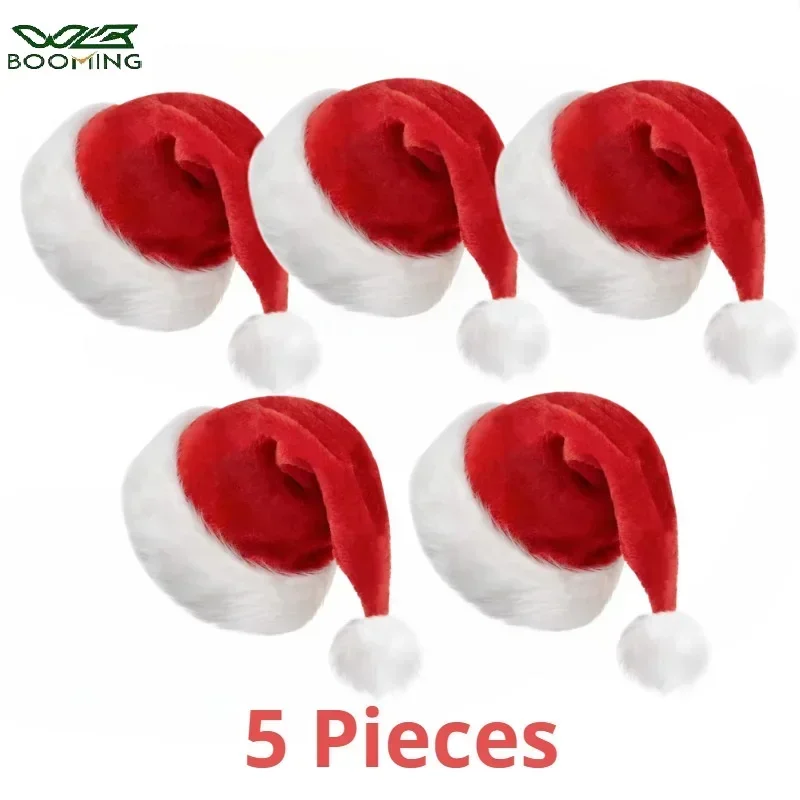 Santa Hat Plush - 5/1PCS Christmas Hat Plush Adult Children