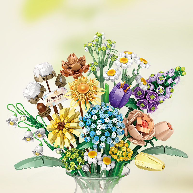 Lego Set Creator - Romantic Roses Flowers Sunflowers Daffodils Gardens