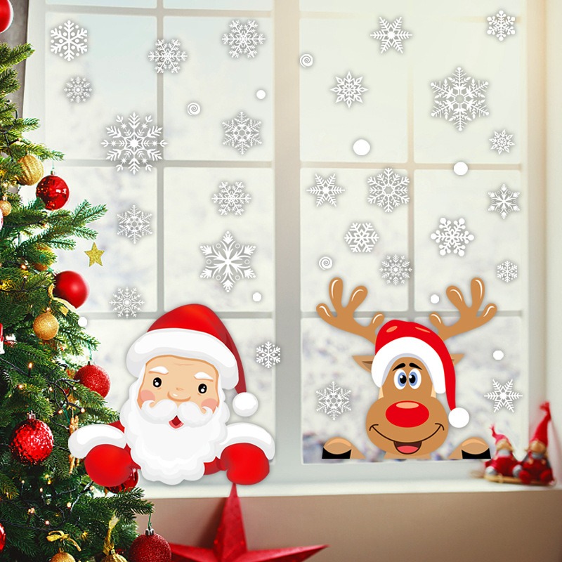 Cartoon Christmas Santa Claus  - Snowflake Window Decal review and price
