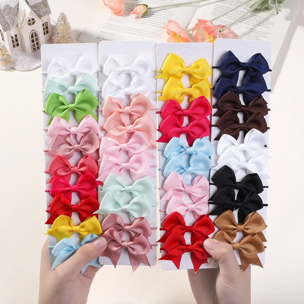 10Pcs Bows Elastic Hair rubber - Ribbon Bow Gift review and price