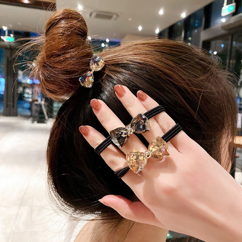 Rhinestone Bow Hair Ropes Set  - Ribbon Bow Gift review and price