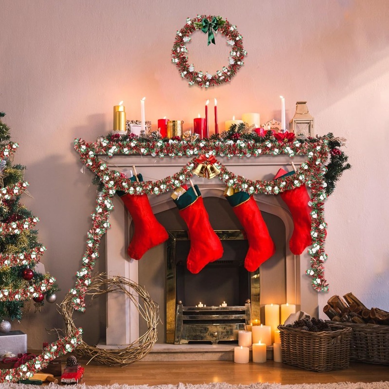 2M Red Green Christmas Tinsel  - Tinsel Garland Decoration review and price