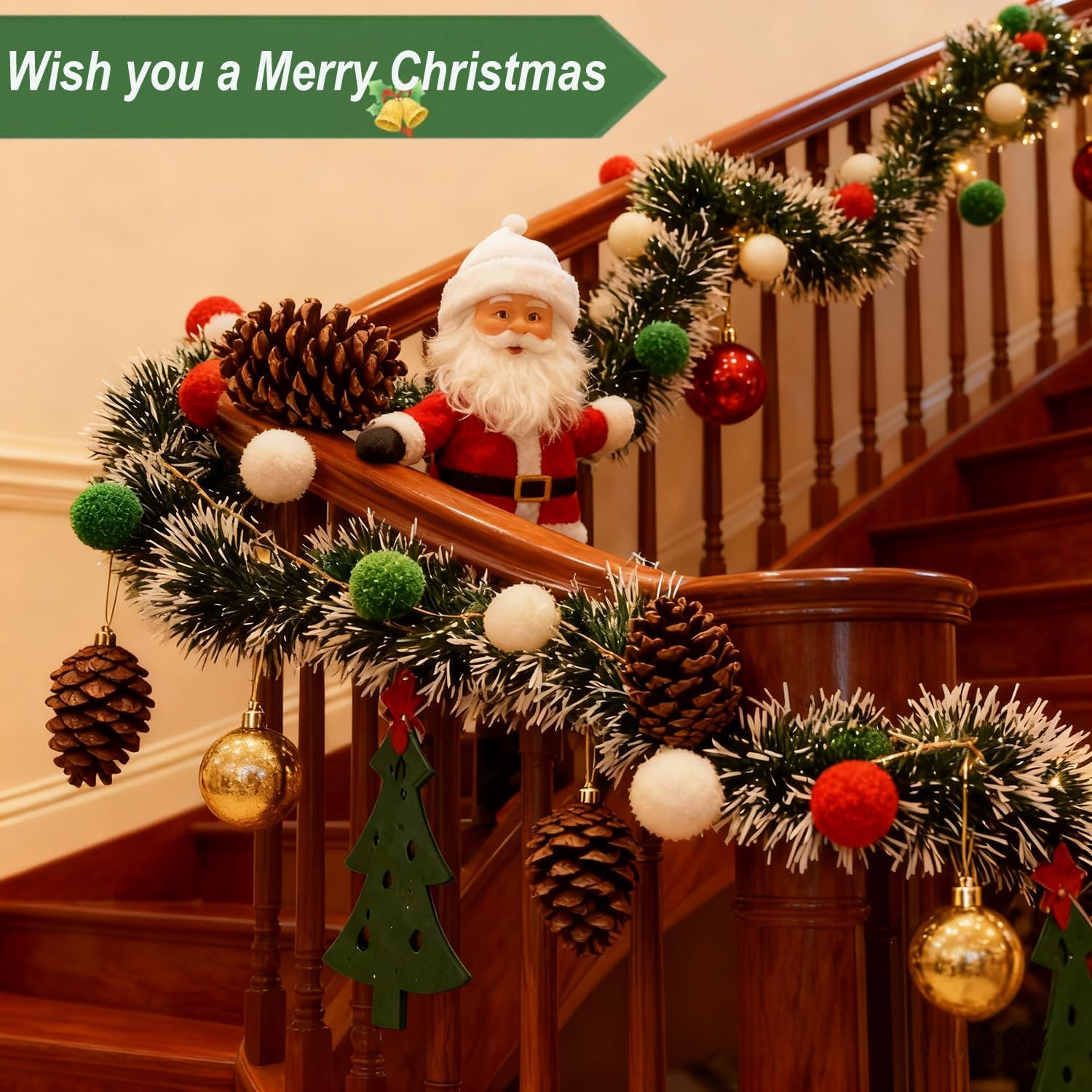 Green White Snow Christmas Tin - Tinsel Garland Decoration review and price