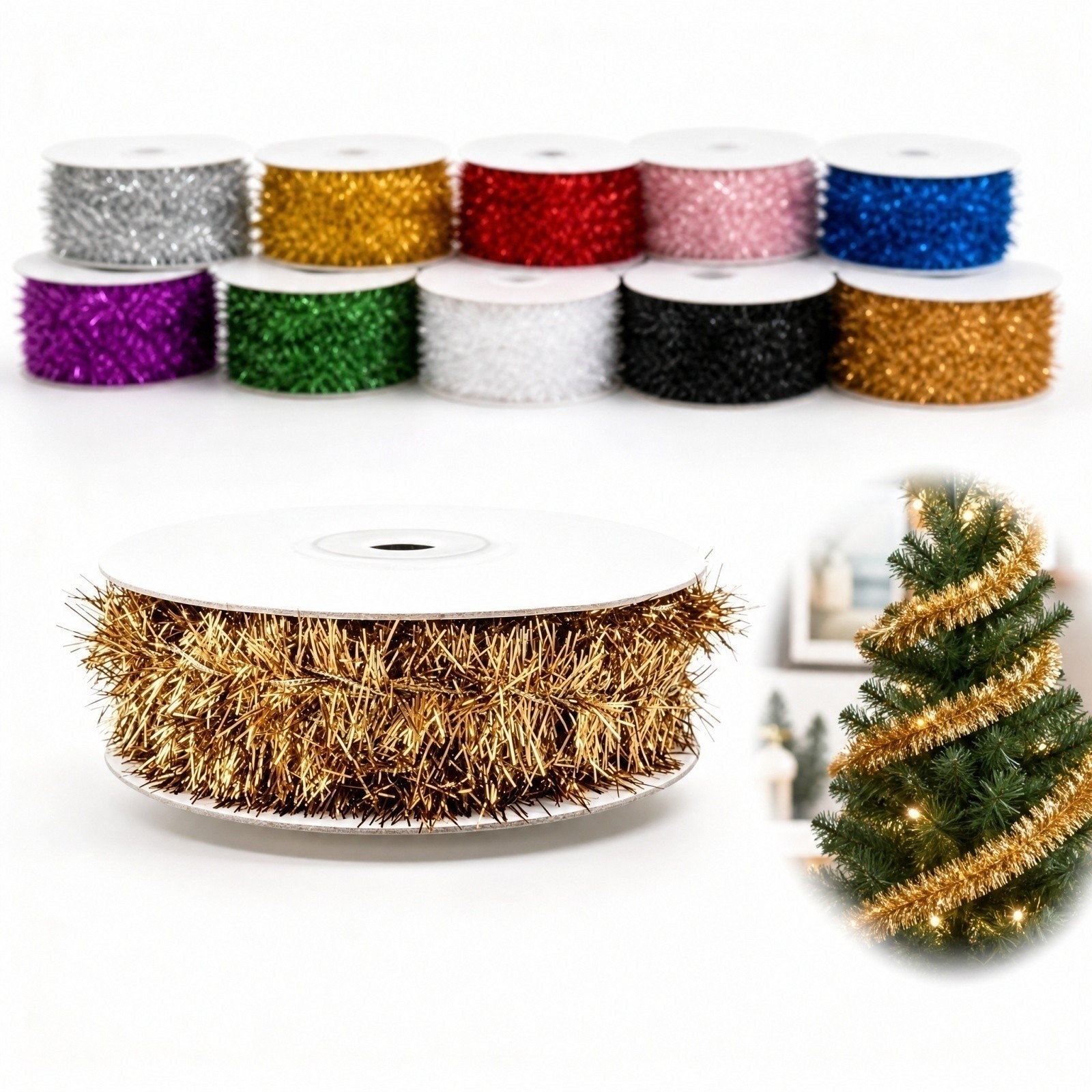 Plastic Wire Garland 5m Long 9 - Tinsel Garland Decoration review and price