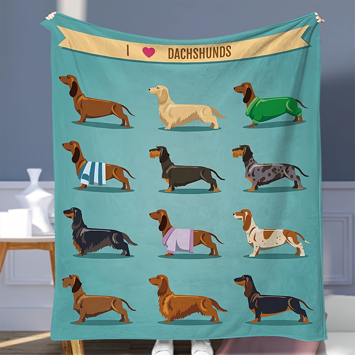 Cute Christmas Dachshund Dog B - Christmas Throw Blanket review and price