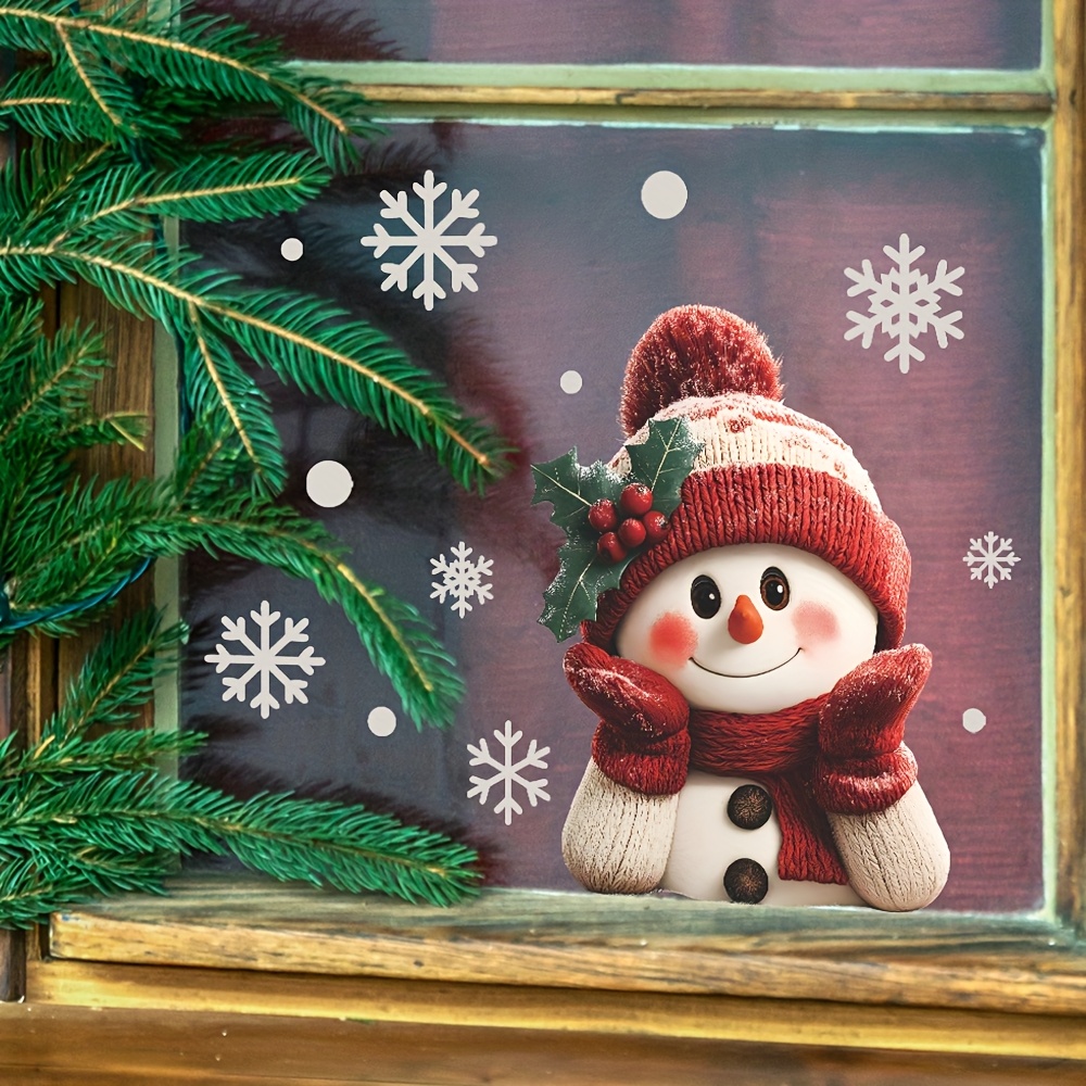 1pcs 2D Flat Smiling Snowman w - Snowflake Window Decal review and price